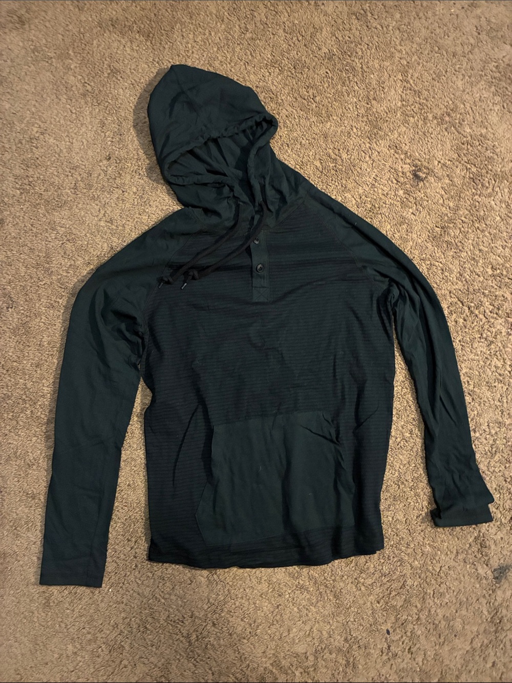 Urban Heritage Men's Black henley Hoodie Long Sleeve Pullover